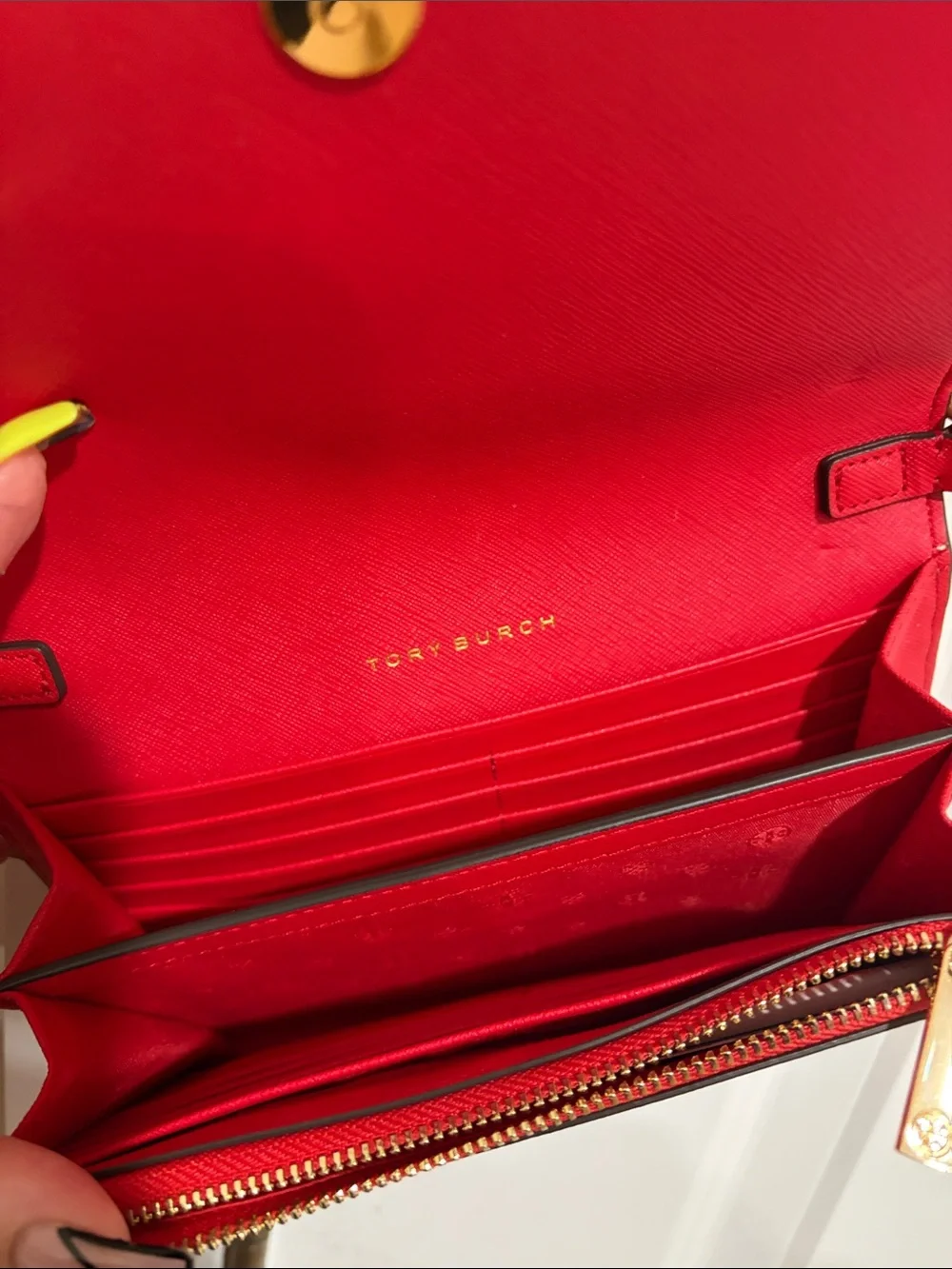 Tory Burch Red Leather Chain-Shoulder Crossbody Never Used!